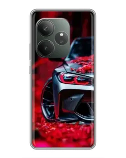 Чохол для Realme GT 6 з картинкою «Спортивна BMW та квіти»