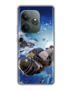 Чохол для Realme GT 6 з картинкою «Десант PUBG — стрибок»