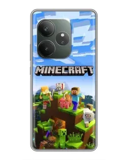 Чехол для Realme GT 6 с картинкой «Minecraft классический мир»