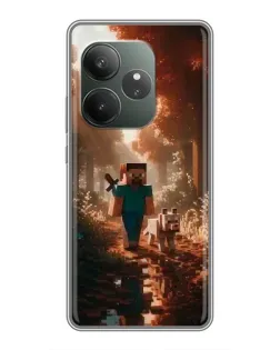 Чехол для Realme GT 6 с картинкой «Стив в лесу»
