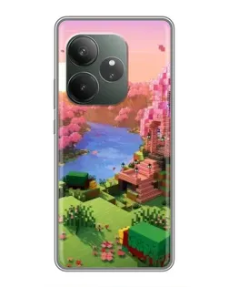 Чехол для Realme GT 6 с картинкой «Розовое дерево Minecraft»
