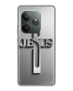 Чохол для Realme GT 6 з картинкою «Металевий хрест Jesus»