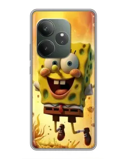 Чохол для Realme GT 6 з картинкою «Губка Боб стрибає»