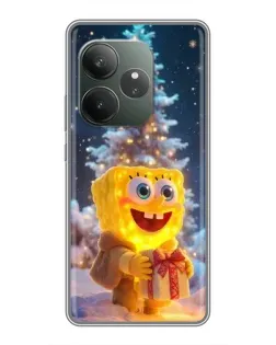 Чохол для Realme GT 6 з картинкою «Різдвяний Спанч Боб»