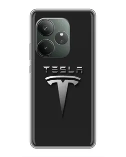 Чохол для Realme GT 6 з картинкою «Сталевий логотип Tesla»