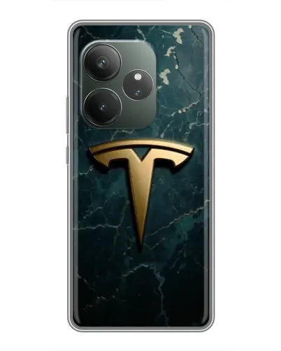 Чохол для Realme GT 6 з картинкою «Мармурова Tesla Gold»
