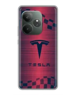 Чохол для Realme GT 6 з картинкою «Тесла червоний карбон»