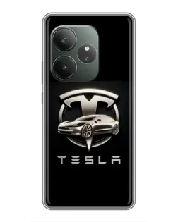 Чохол для Realme GT 6 з картинкою «Tesla — срібне авто»