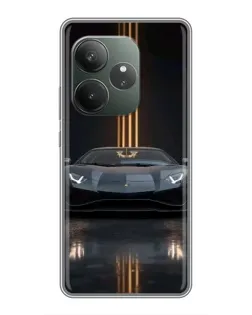 Чехол для Realme GT 6 с картинкой «Lamborghini золотые линии»