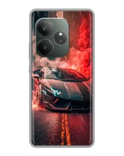 Чехол для Realme GT 6 с картинкой «Lamborghini красный дым»