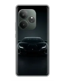 Чехол для Realme GT 6 с картинкой «Черный Lamborghini Aventador»