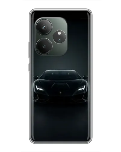 Чехол для Realme GT 6 с картинкой «Черный Lamborghini Aventador»