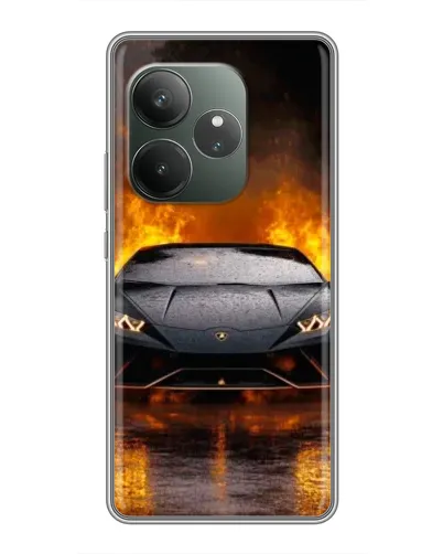 Чехол для Realme GT 6 с картинкой «Lamborghini в огне»