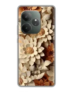 Чехол для Realme GT 6 с картинкой «Бежевый флористический декор» Чехол для Realme GT 6 с картинкой «Бежевый флористический декор»