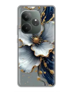Чехол для Realme GT 6 с картинкой «Белый цветок и золотой флюид» Чехол для Realme GT 6 с картинкой «Белый цветок и золотой флюид»