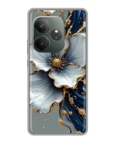 Чехол для Realme GT 6 с картинкой «Белый цветок и золотой флюид» Чехол для Realme GT 6 с картинкой «Белый цветок и золотой флюид»