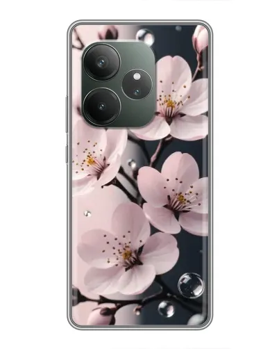 Чехол для Realme GT 6 с картинкой «Нежная сакура и капли» Чехол для Realme GT 6 с картинкой «Нежная сакура и капли»
