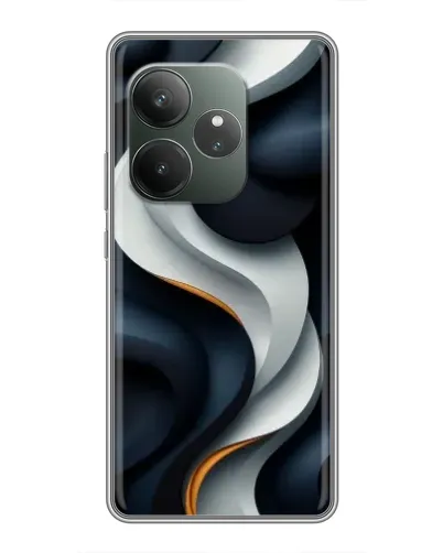 Чехол для Realme GT 6 с картинкой «Объемные черно-белые ленты»