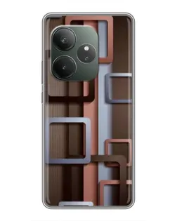 Чехол для Realme GT 6 с картинкой «Коричневые объемные квадраты» Чехол для Realme GT 6 с картинкой «Коричневые объемные квадраты»