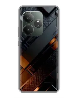 Чехол для Realme GT 6 с картинкой «Черные геометрические блоки»