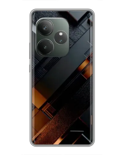 Чехол для Realme GT 6 с картинкой «Черные геометрические блоки»