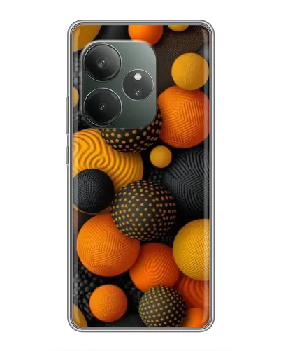 Чехол для Realme GT 6 с картинкой «Объемные оранжевые сферы»