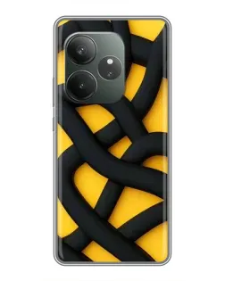 Чехол для Realme GT 6 с картинкой «Черное желтое переплетение»