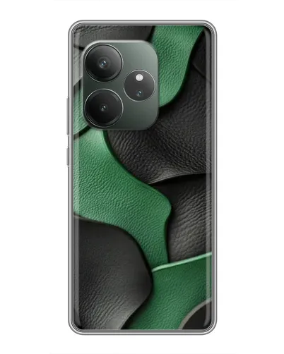 Чехол для Realme GT 6 с картинкой «Зеленые кожаные волны»