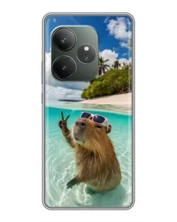Чохол для Realme GT 6 з картинкою «Капібара на морі»