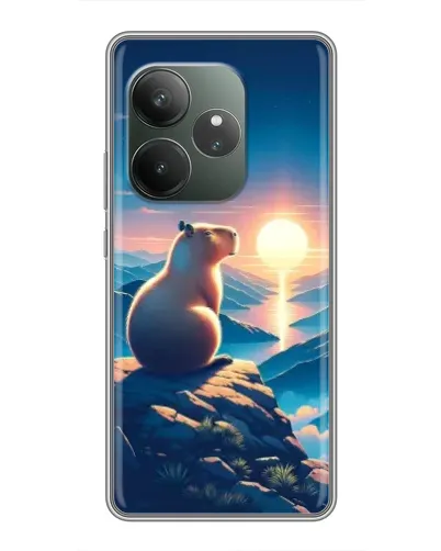 Чохол для Realme GT 6 з картинкою «Захід сонця з капібарою»