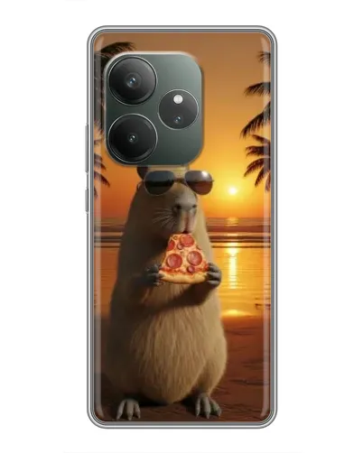 Чохол для Realme GT 6 з картинкою «Капібара з піцою»