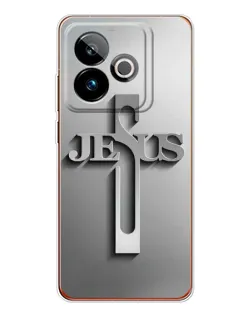 Чехол для Realme GT 7 с картинкой «Металлический крест Jesus»