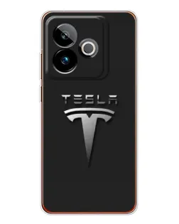 Чехол для Realme GT 7 с картинкой «Стальной логотип Tesla»
