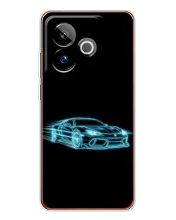 Чехол для Realme GT 7 с картинкой «Неоновый контур Lamborghini»
