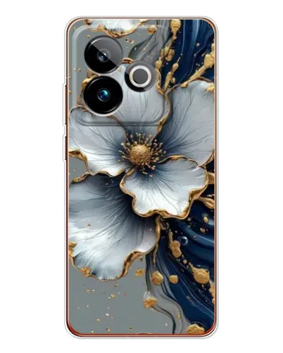 Чехол для Realme GT 7 с картинкой «Белый цветок и золотой флюид» Чехол для Realme GT 7 с картинкой «Белый цветок и золотой флюид»