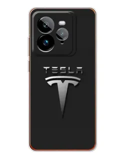 Чехол для Realme GT 7Pro с картинкой «Стальной логотип Tesla»
