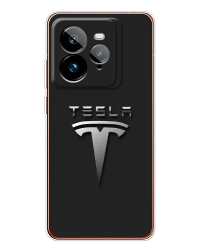 Чехол для Realme GT 7Pro с картинкой «Стальной логотип Tesla»