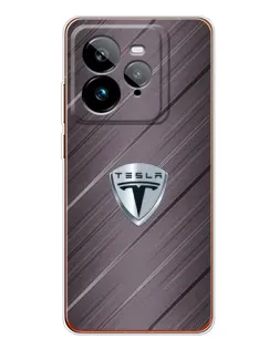 Чехол для Realme GT 7Pro с картинкой «Металлическая текстура Tesla»