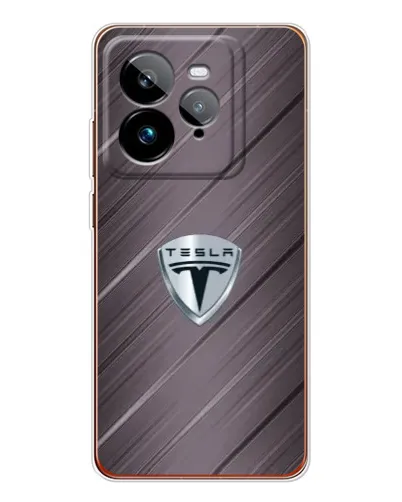Чехол для Realme GT 7Pro с картинкой «Металлическая текстура Tesla»