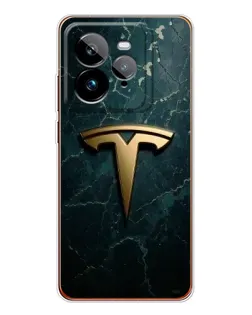 Чехол для Realme GT 7Pro с картинкой «Мраморная Tesla Gold»