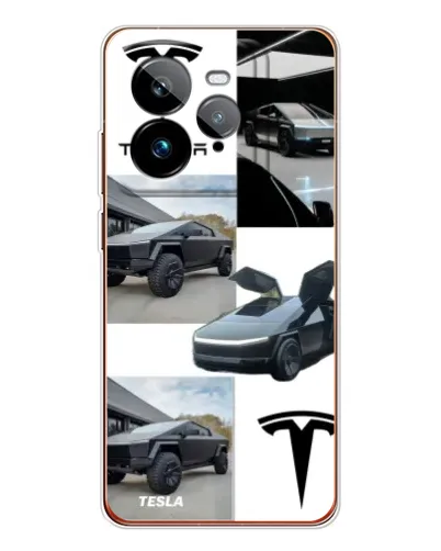 Чехол для Realme GT 7Pro с картинкой «Коллаж Cybertruck Tesla»