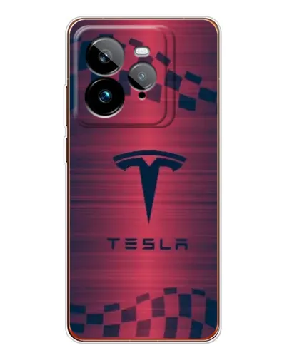 Чехол для Realme GT 7Pro с картинкой «Тесла красный карбон»