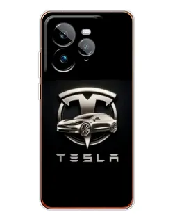 Чехол для Realme GT 7Pro с картинкой «Tesla — серебристое авто»