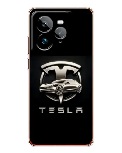 Чехол для Realme GT 7Pro с картинкой «Tesla — серебристое авто»