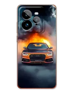 Чехол для Realme GT 7Pro с картинкой «Audi в огненном дыму»