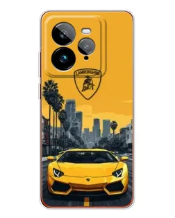 Чехол для Realme GT 7Pro с картинкой «Желтый Lamborghini город»