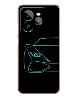 Чехол для Realme GT 7Pro с картинкой «Голубой силуэт Lamborghini»
