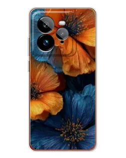 Чохол для Realme GT 7Pro з картинкою «Яскрава синьо-помаранчева флора»
