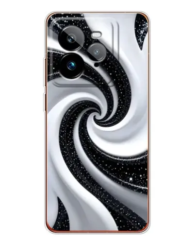 Чехол для Realme GT 7Pro с картинкой «Черно-белая спираль»