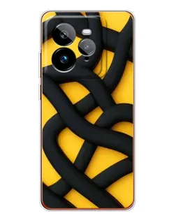 Чехол для Realme GT 7Pro с картинкой «Черное желтое переплетение»